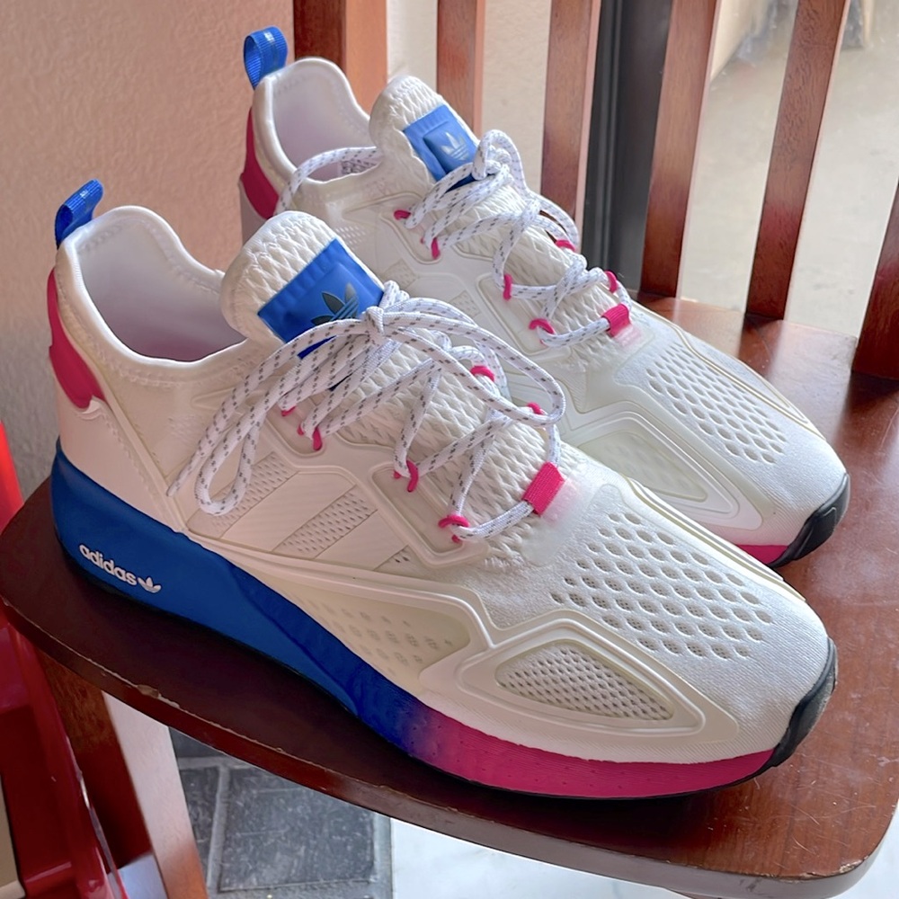 New Adidas ZX 2K Boost 'White Pink Blue' Size 10 W Sneakers